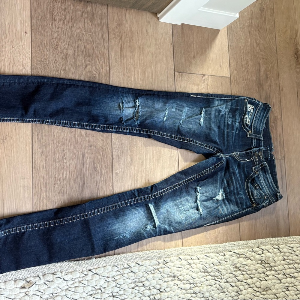 Vigoss Women's Distressed Dark Blue Skinny Jeans